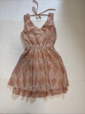 American Rag Pink Lace Overlay Mini Dress